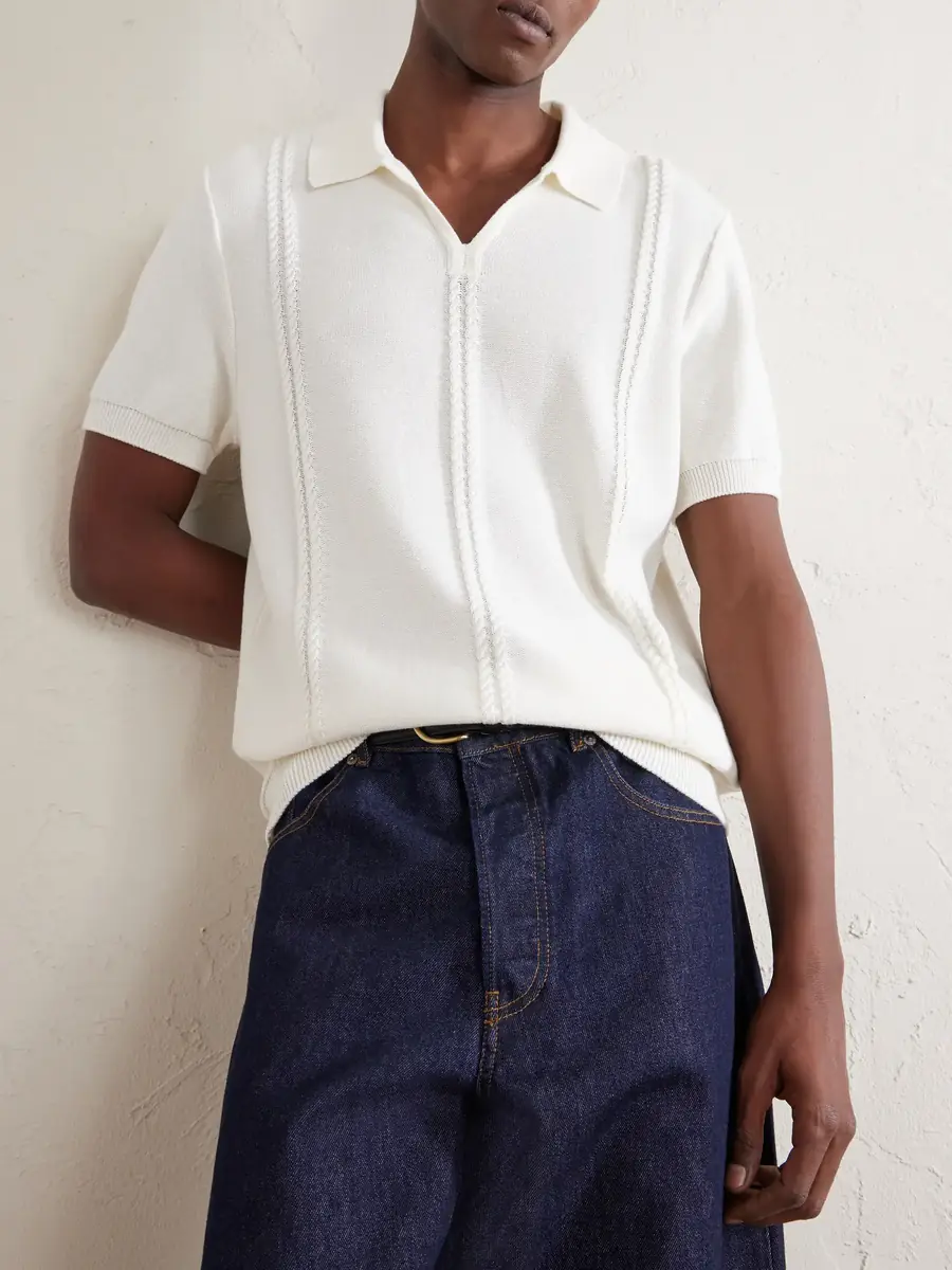 MR P. Cable-Knit Cotton Polo Shirt | Thumbnail 5