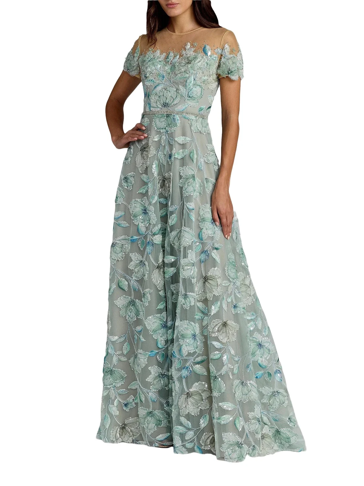 Mac Duggal Women's Floral Beaded Embroidered Gown
