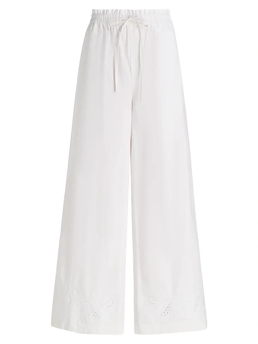 rag & bone Women's Marin Eyelet-Embroidered Cotton Pants