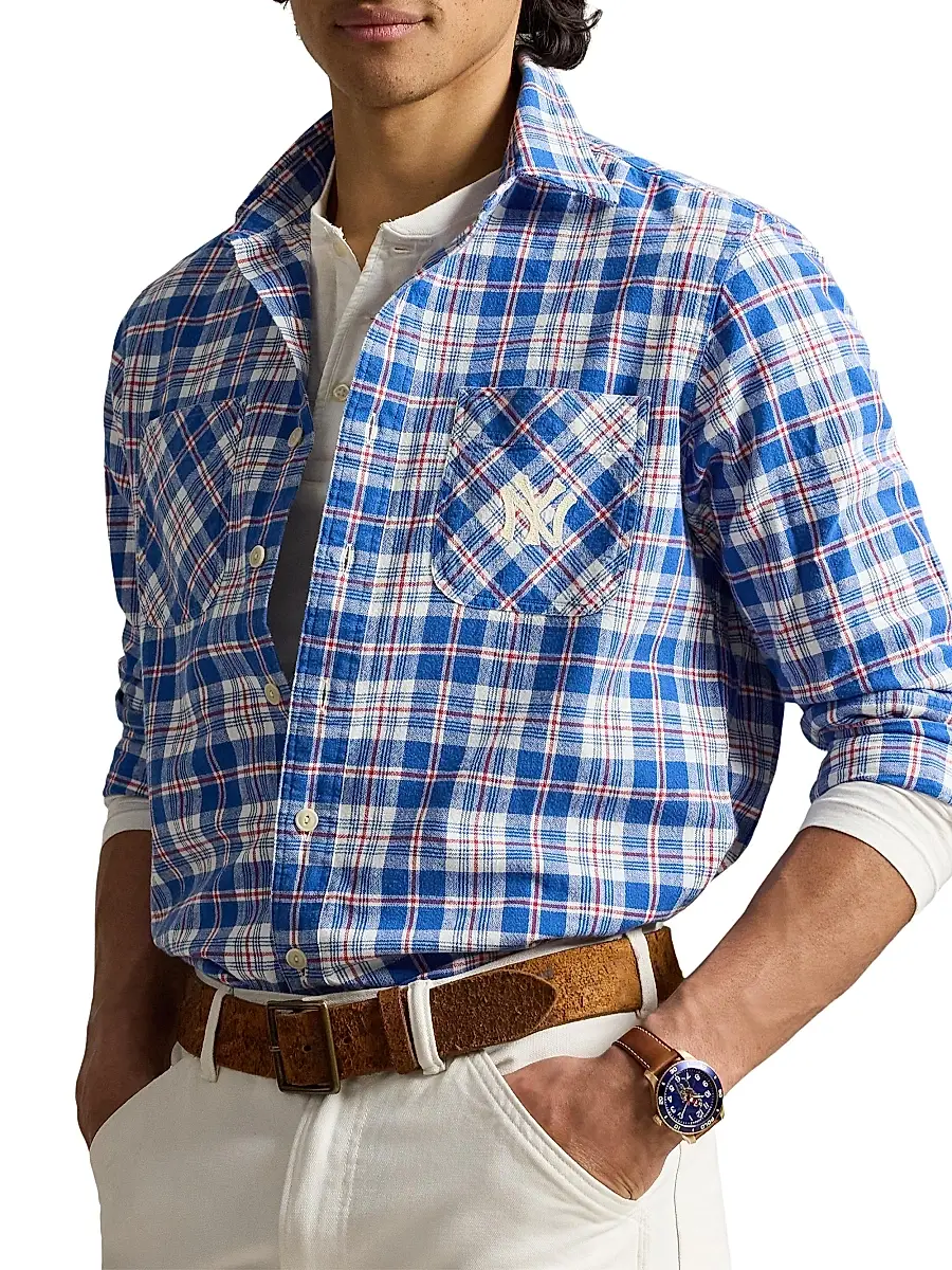 Polo Ralph Lauren Men's Yankees Cotton-Linen Sport Shirt | Thumbnail 3 Polo Ralph Lauren Men's Yankees Cotton-Linen Sport Shirt | Thumbnail 3