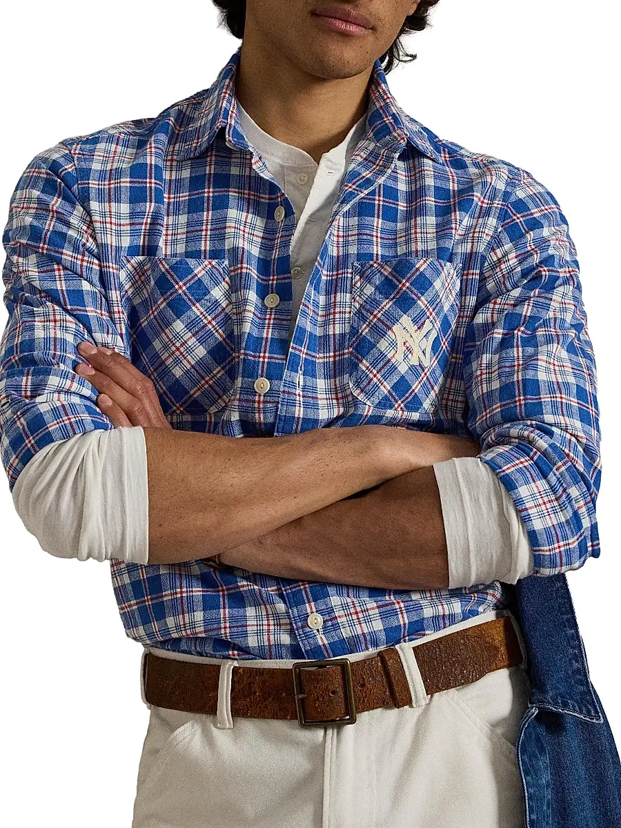 Polo Ralph Lauren Men's Yankees Cotton-Linen Sport Shirt | Thumbnail 5 Polo Ralph Lauren Men's Yankees Cotton-Linen Sport Shirt | Thumbnail 5
