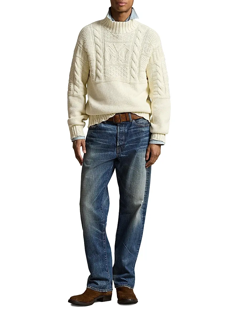 Polo Ralph Lauren Men's Yankees Mock Turtleneck Cotton Sweater | Thumbnail 2 Polo Ralph Lauren Men's Yankees Mock Turtleneck Cotton Sweater | Thumbnail 2