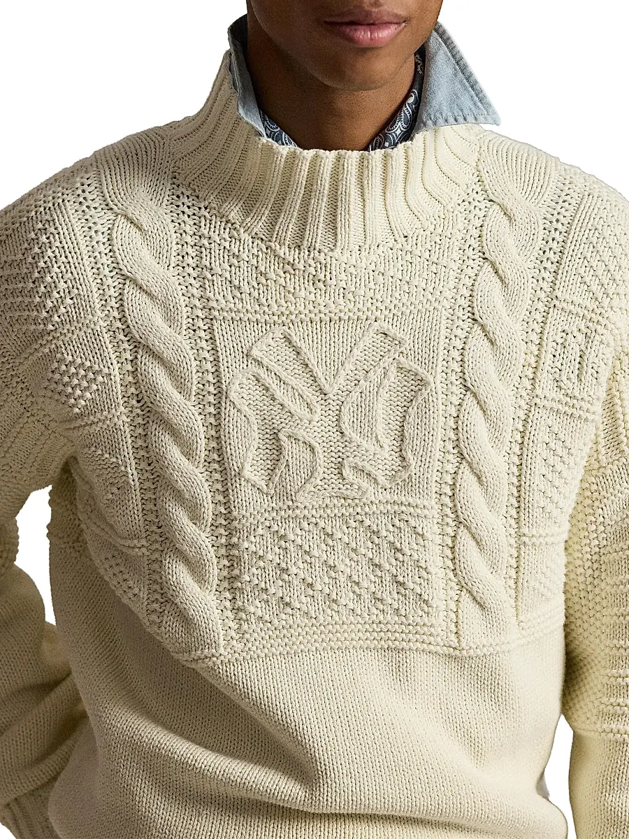 Polo Ralph Lauren Men's Yankees Mock Turtleneck Cotton Sweater | Thumbnail 5 Polo Ralph Lauren Men's Yankees Mock Turtleneck Cotton Sweater | Thumbnail 5