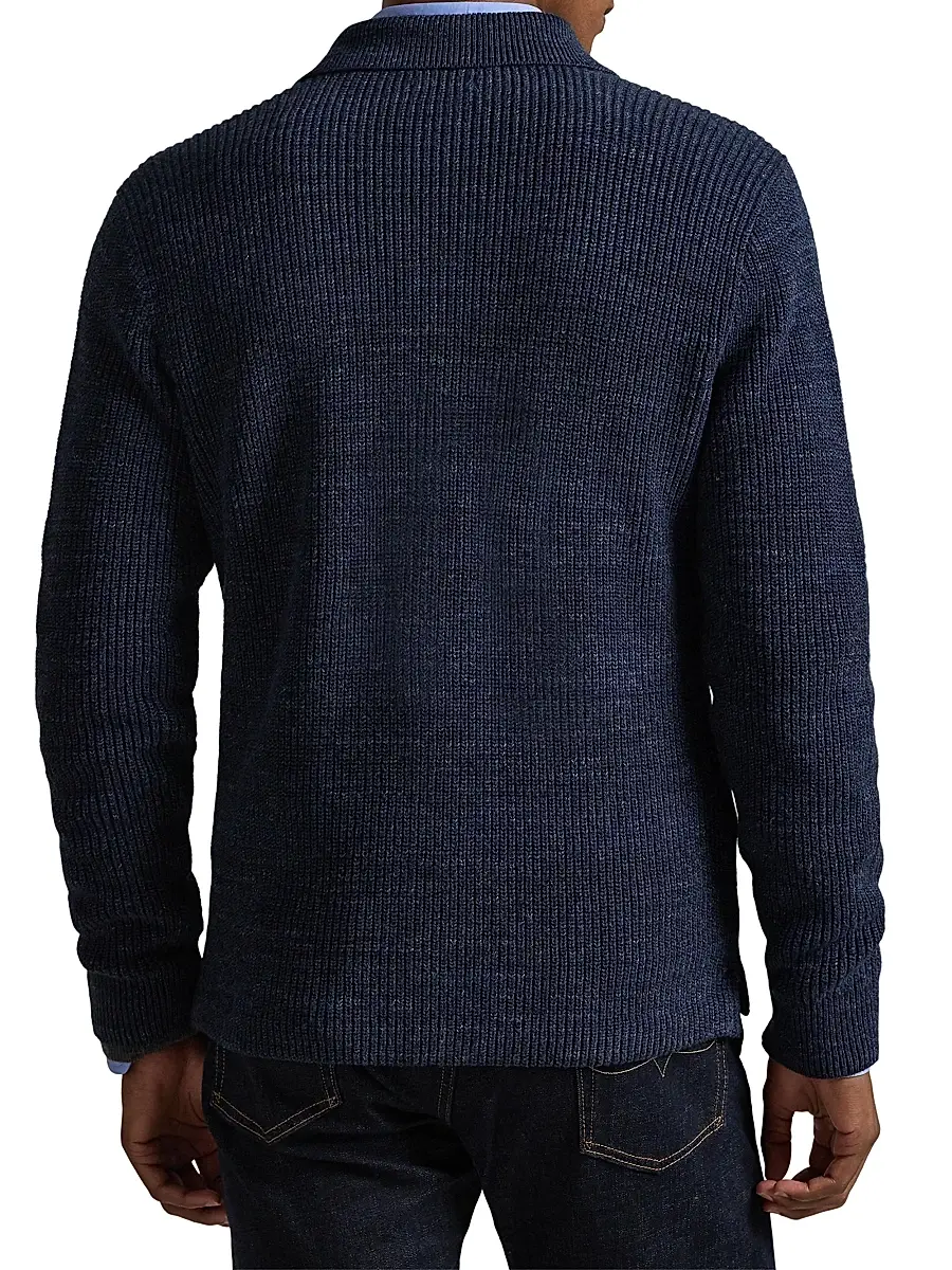 Polo Ralph Lauren Men's Marl Collared Cardigan Sweater | Thumbnail 4 Polo Ralph Lauren Men's Marl Collared Cardigan Sweater | Thumbnail 4