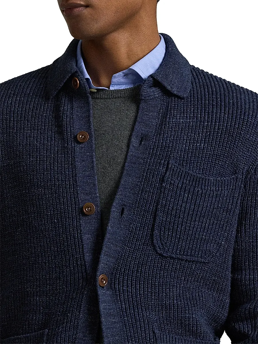 Polo Ralph Lauren Men's Marl Collared Cardigan Sweater | Thumbnail 5 Polo Ralph Lauren Men's Marl Collared Cardigan Sweater | Thumbnail 5