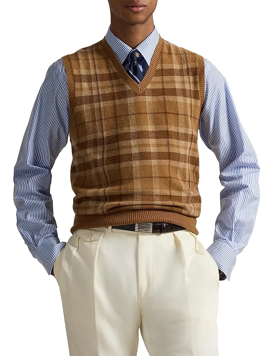 Polo Ralph Lauren Men's Plaid Cashmere Sweater Vest | Thumbnail 3