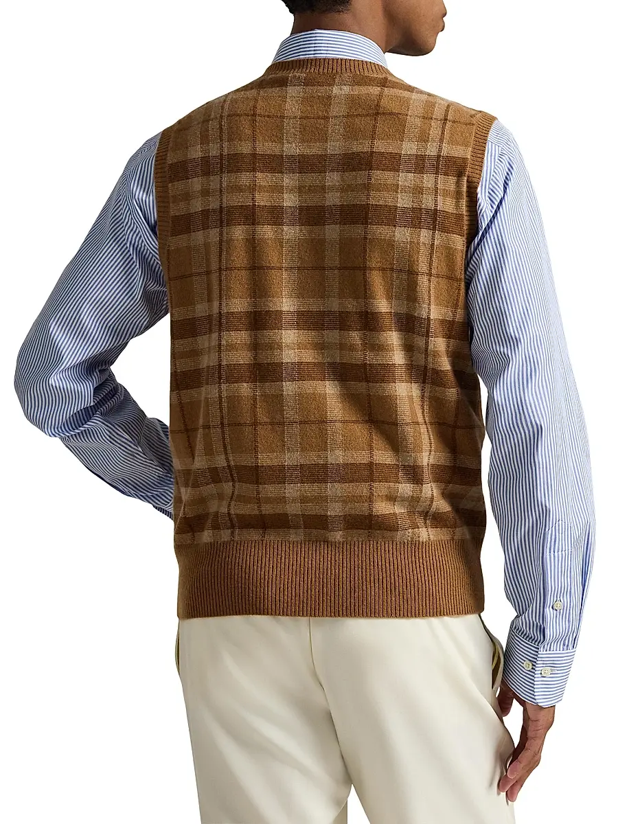 Polo Ralph Lauren Men's Plaid Cashmere Sweater Vest | Thumbnail 4