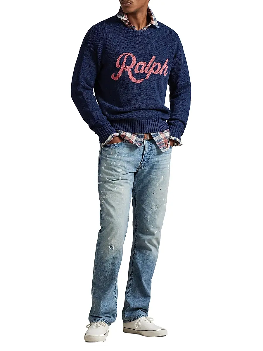 Polo Ralph Lauren Men's Logo Linen-Cotton Crewneck Sweater | Thumbnail 2