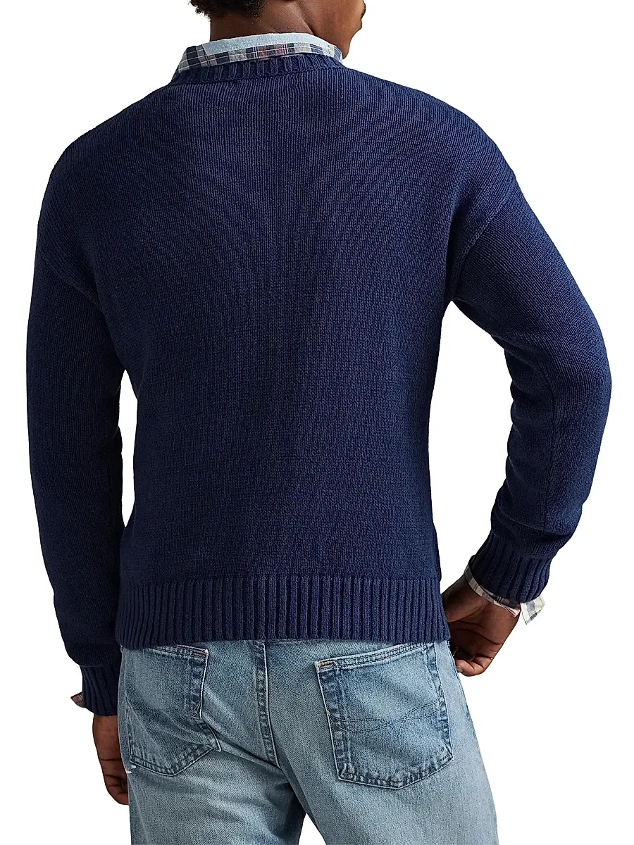 Polo Ralph Lauren Men's Logo Linen-Cotton Crewneck Sweater | Thumbnail 4