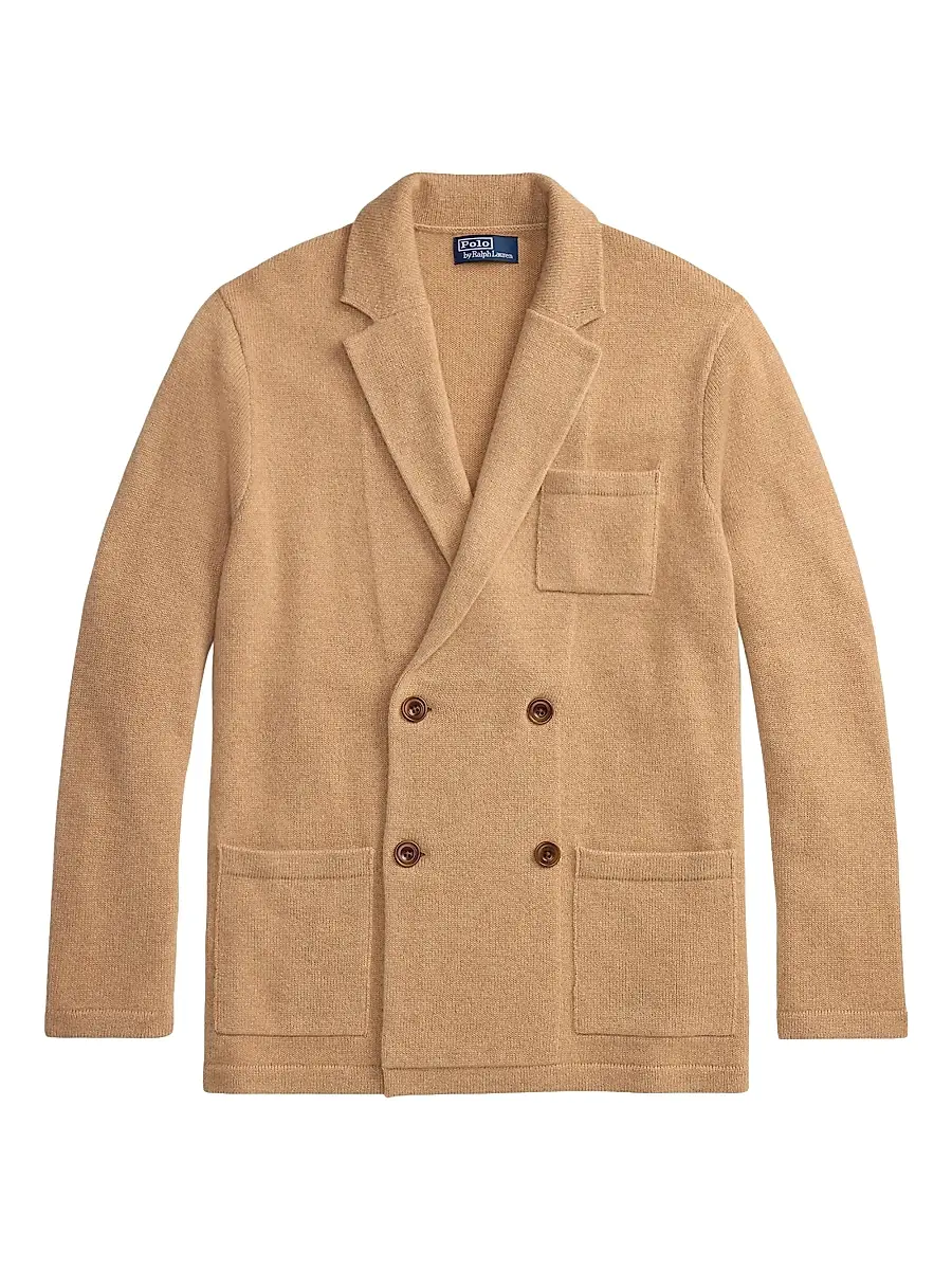 Polo Ralph Lauren Men's Cotton Double-Breasted Cardigan - New Camel Melange | Image 1 Polo Ralph Lauren Men's Cotton Double-Breasted Cardigan - New Camel Melange | Image 1