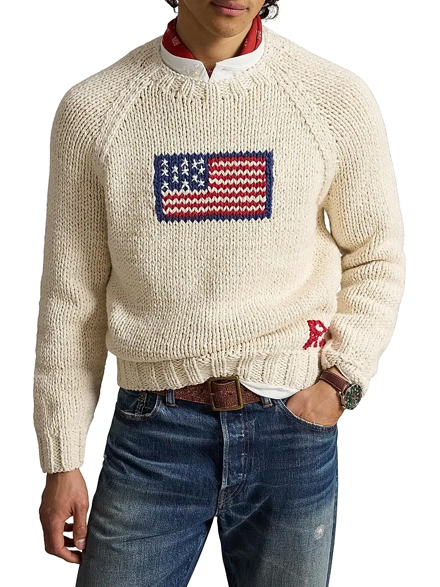 Polo Ralph Lauren Men's American Flag Crewneck Cotton Sweater | Thumbnail 2