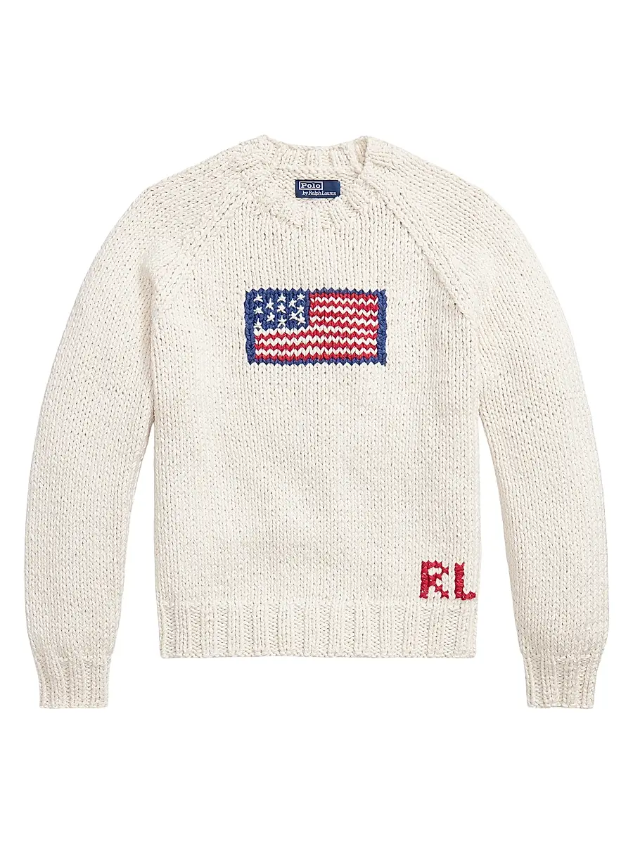 Polo Ralph Lauren Men's American Flag Crewneck Cotton Sweater
