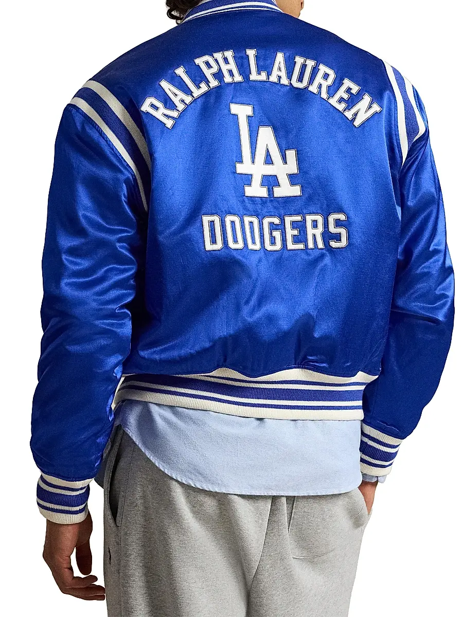 Polo Ralph Lauren Men's Dodgers Satin Woven Bomber Jacket | Thumbnail 4 Polo Ralph Lauren Men's Dodgers Satin Woven Bomber Jacket | Thumbnail 4