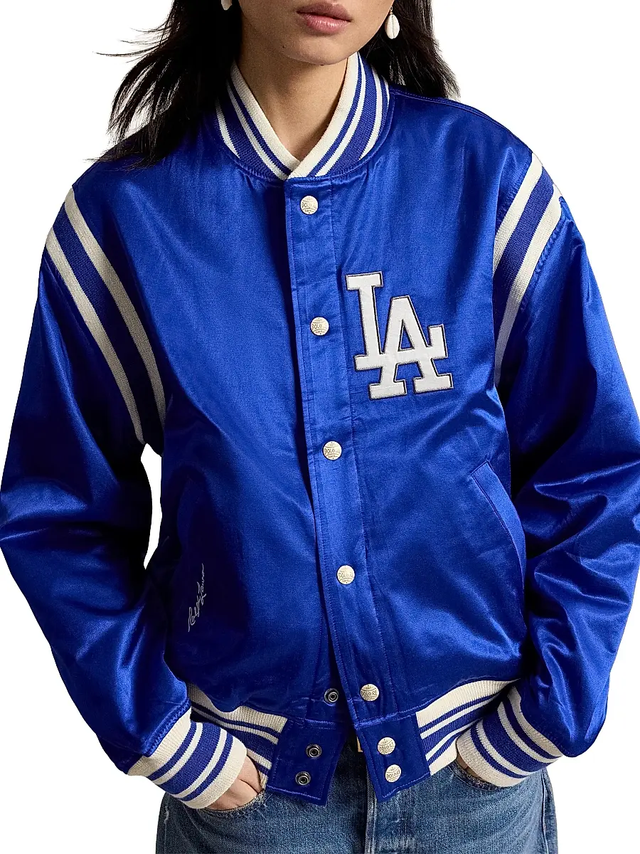 Polo Ralph Lauren Men's Dodgers Satin Woven Bomber Jacket | Thumbnail 5 Polo Ralph Lauren Men's Dodgers Satin Woven Bomber Jacket | Thumbnail 5