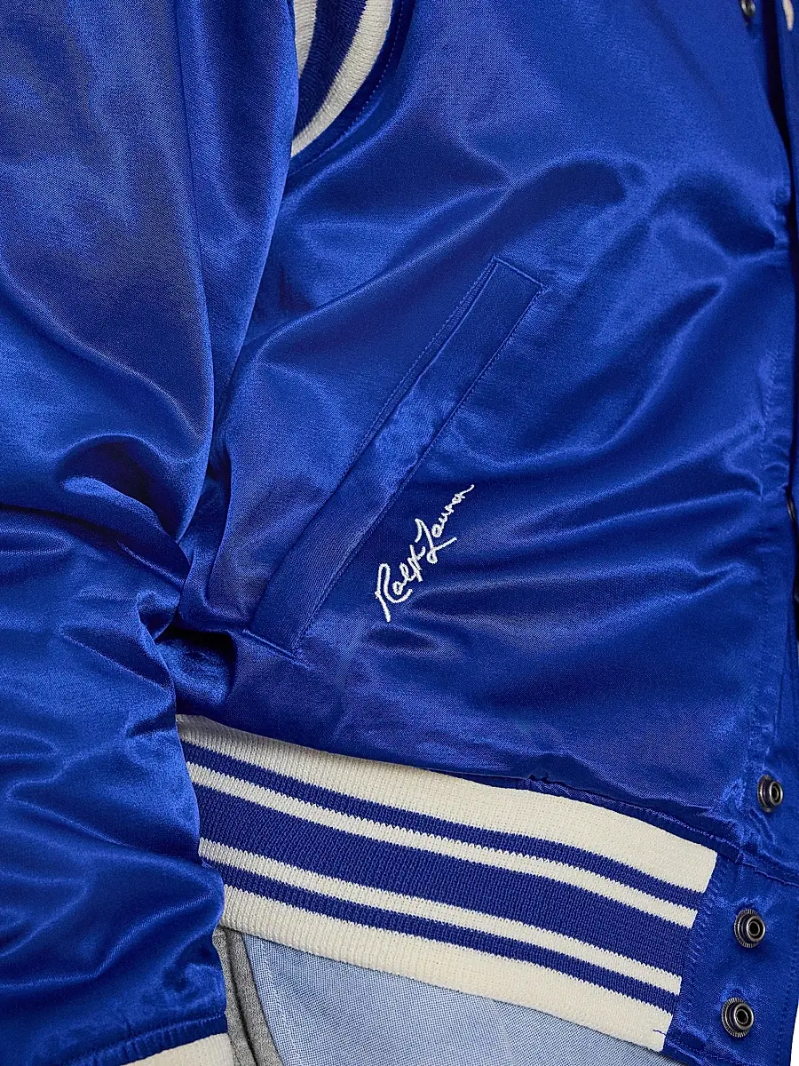 Polo Ralph Lauren Men's Dodgers Satin Woven Bomber Jacket | Thumbnail 7 Polo Ralph Lauren Men's Dodgers Satin Woven Bomber Jacket | Thumbnail 7