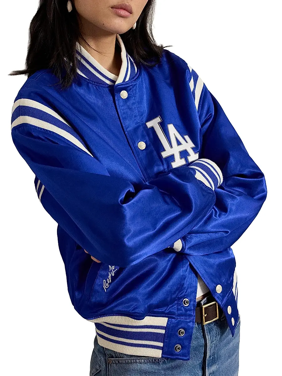 Polo Ralph Lauren Men's Dodgers Satin Woven Bomber Jacket | Thumbnail 9 Polo Ralph Lauren Men's Dodgers Satin Woven Bomber Jacket | Thumbnail 9