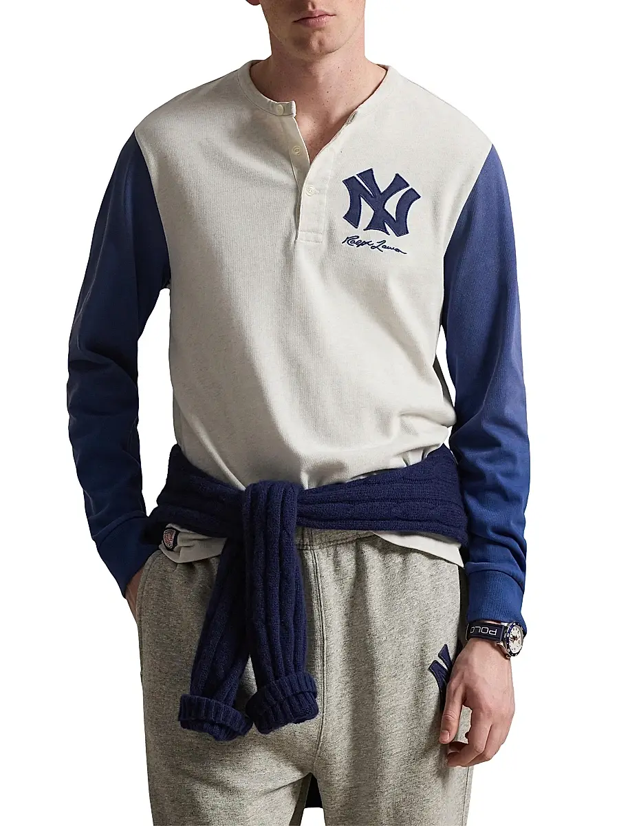 Polo Ralph Lauren Men's Yankees Long-Sleeve Henley T-Shirt | Thumbnail 3 Polo Ralph Lauren Men's Yankees Long-Sleeve Henley T-Shirt | Thumbnail 3