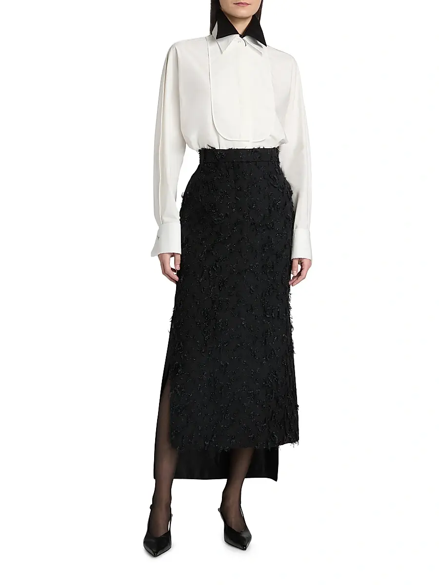 Lanvin Women's Metallic Fringed Wool-Blend Midi-Skirt | Thumbnail 2 Lanvin Women's Metallic Fringed Wool-Blend Midi-Skirt | Thumbnail 2
