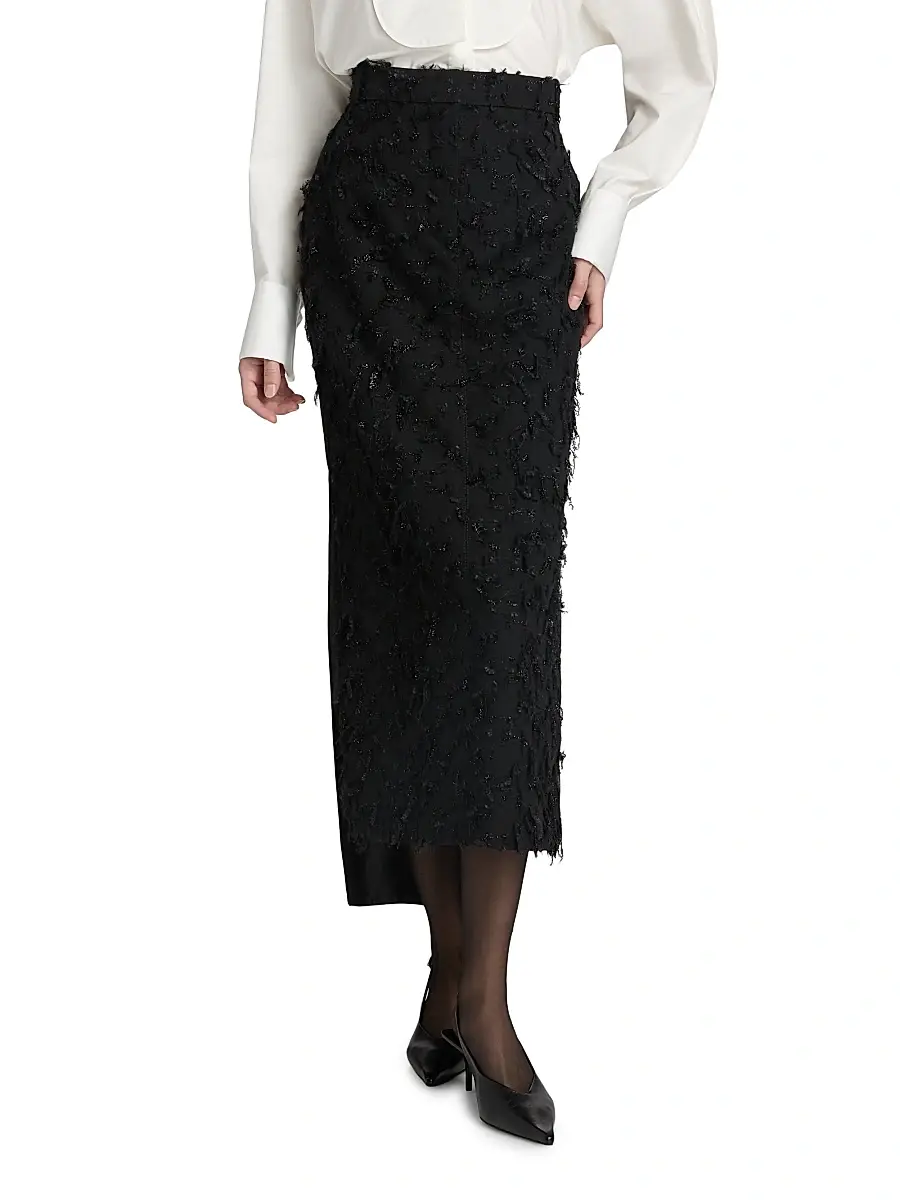Lanvin Women's Metallic Fringed Wool-Blend Midi-Skirt | Thumbnail 3 Lanvin Women's Metallic Fringed Wool-Blend Midi-Skirt | Thumbnail 3