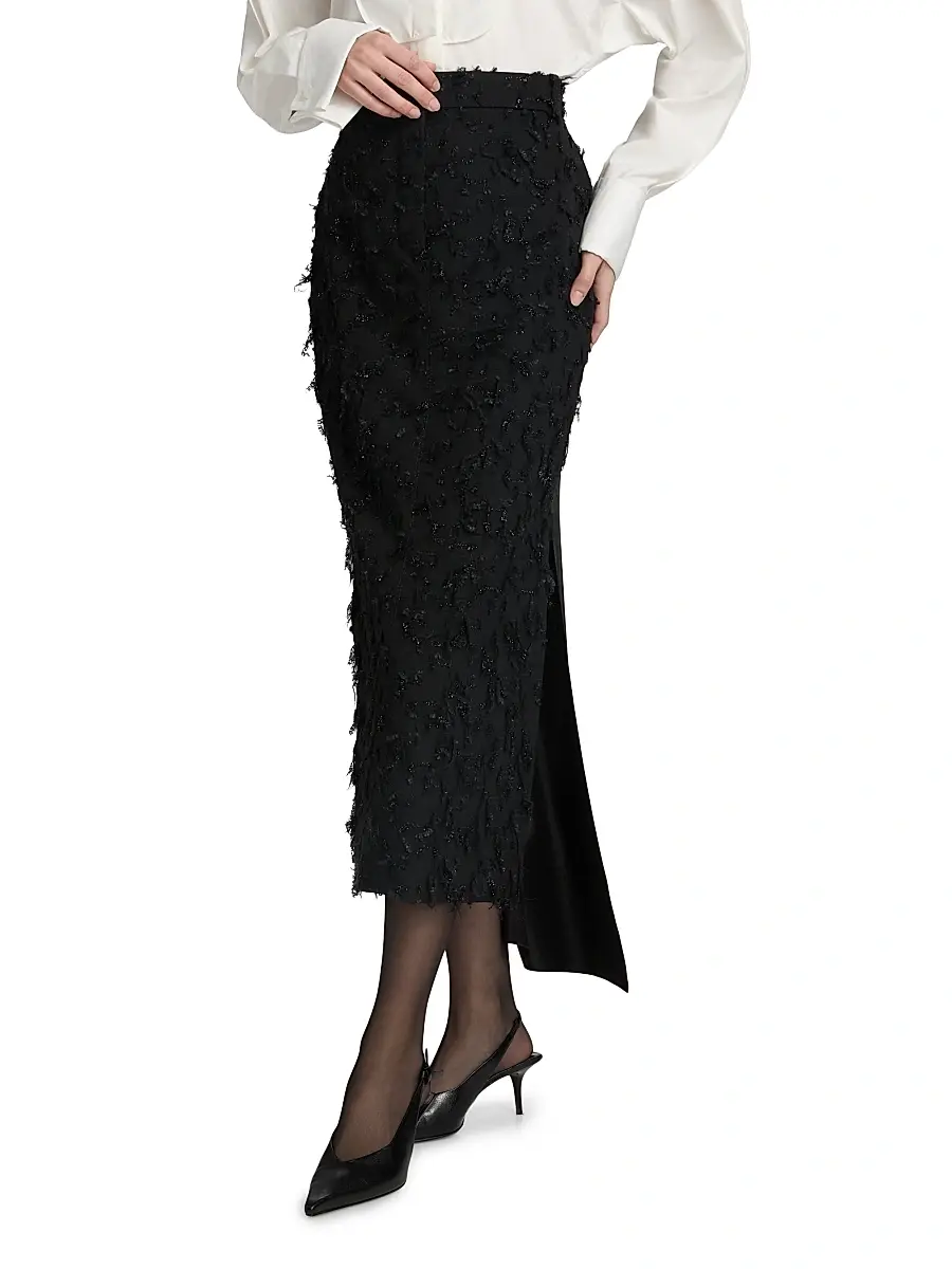 Lanvin Women's Metallic Fringed Wool-Blend Midi-Skirt | Thumbnail 4 Lanvin Women's Metallic Fringed Wool-Blend Midi-Skirt | Thumbnail 4
