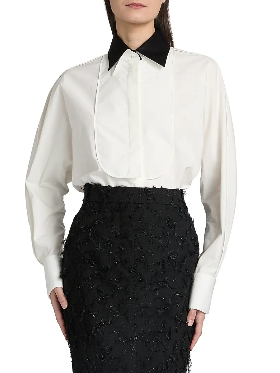 Lanvin Women's Plastron Oversized Cotton Shirt | Thumbnail 3 Lanvin Women's Plastron Oversized Cotton Shirt | Thumbnail 3