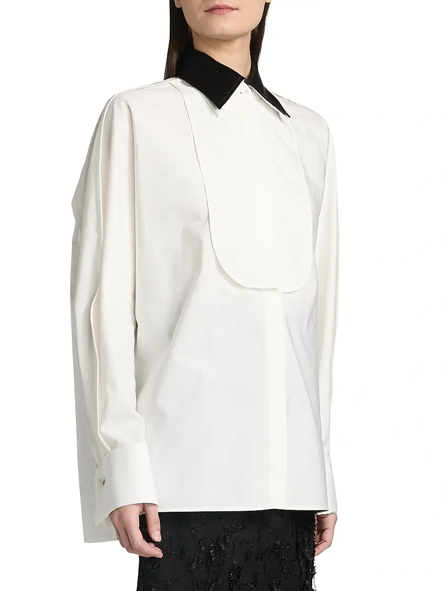 Lanvin Women's Plastron Oversized Cotton Shirt | Thumbnail 4 Lanvin Women's Plastron Oversized Cotton Shirt | Thumbnail 4