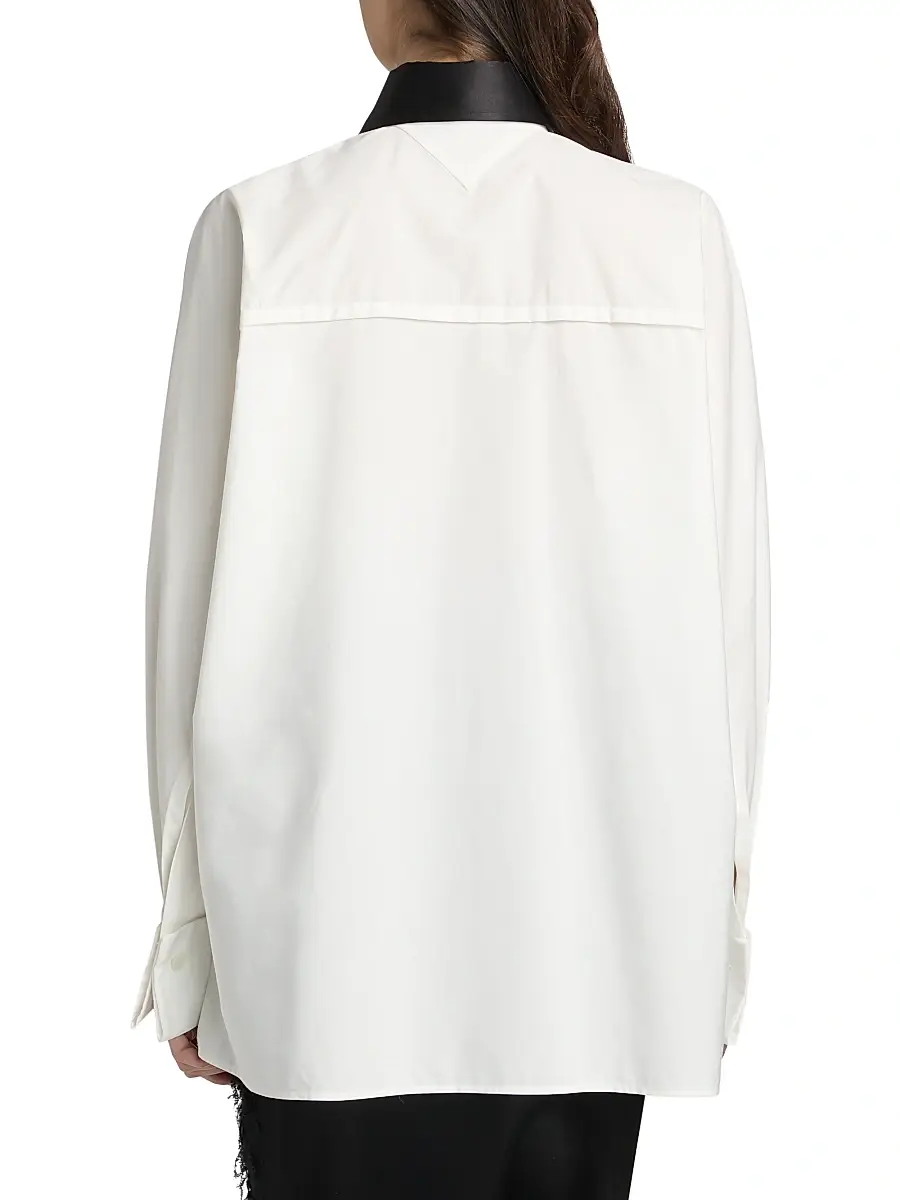 Lanvin Women's Plastron Oversized Cotton Shirt | Thumbnail 5 Lanvin Women's Plastron Oversized Cotton Shirt | Thumbnail 5