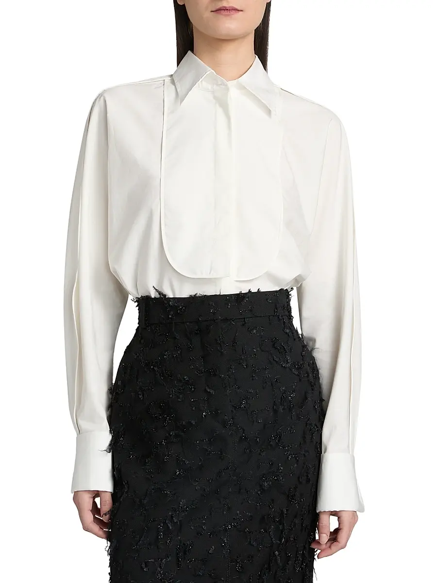 Lanvin Women's Plastron Oversized Cotton Shirt | Thumbnail 6 Lanvin Women's Plastron Oversized Cotton Shirt | Thumbnail 6