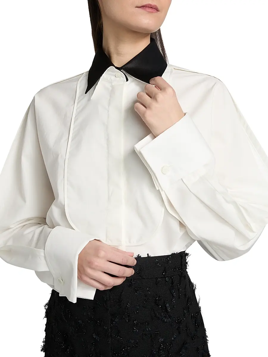Lanvin Women's Plastron Oversized Cotton Shirt | Thumbnail 7 Lanvin Women's Plastron Oversized Cotton Shirt | Thumbnail 7