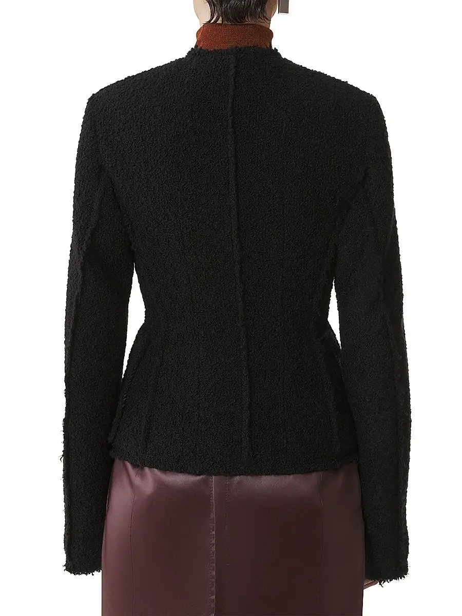 Lanvin Women's Asymmetrical Jacket in Boucle Wool - Black | Thumbnail 4 Lanvin Women's Asymmetrical Jacket in Boucle Wool - Black | Thumbnail 4