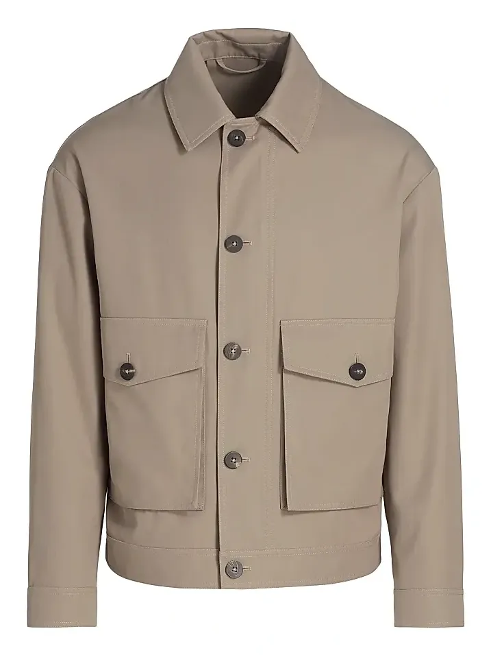 Men's Cotton-Blend Twill Collared Jacket Men's Cotton-Blend Twill Collared Jacket