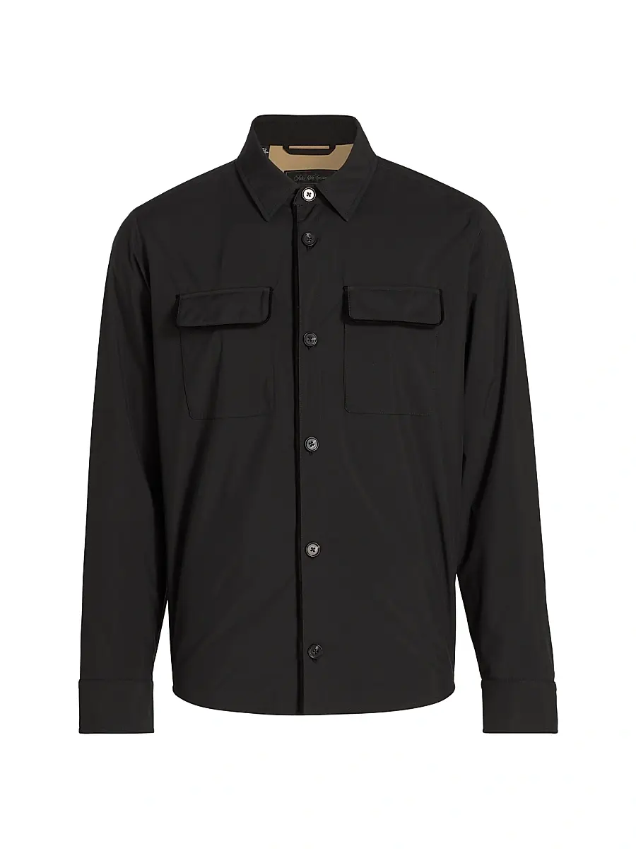 Saks Fifth Avenue Men's Techno Double-Pocket Overshirt - Black | Image 1 Saks Fifth Avenue Men's Techno Double-Pocket Overshirt - Black | Image 1