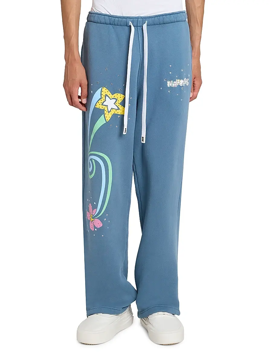 Nahmias Men's Daydreaming Flower Trip Wide-Leg Sweatpants | Thumbnail 3