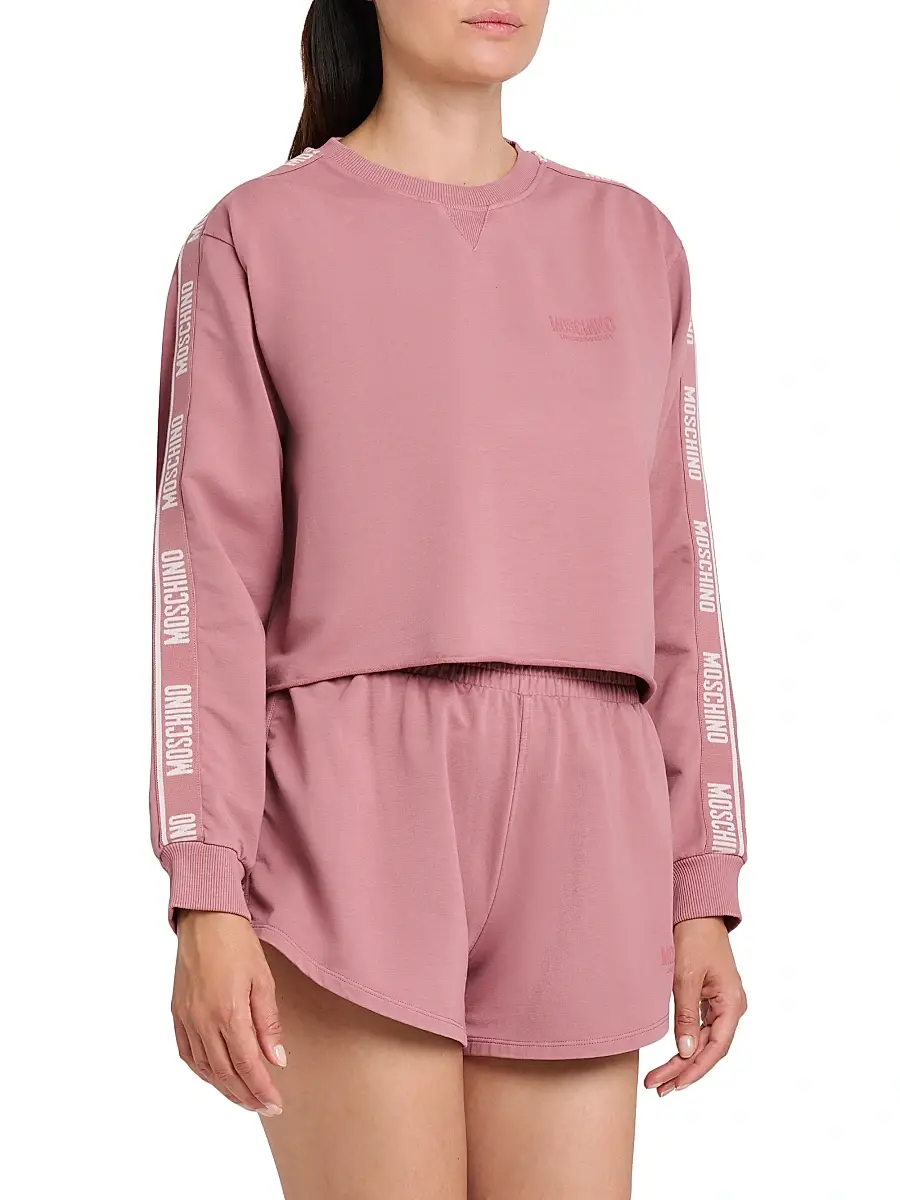 MOSCHINO Women's Logo Stretch-Cotton Fleece Sweatshirt | Thumbnail 4 MOSCHINO Women's Logo Stretch-Cotton Fleece Sweatshirt | Thumbnail 4
