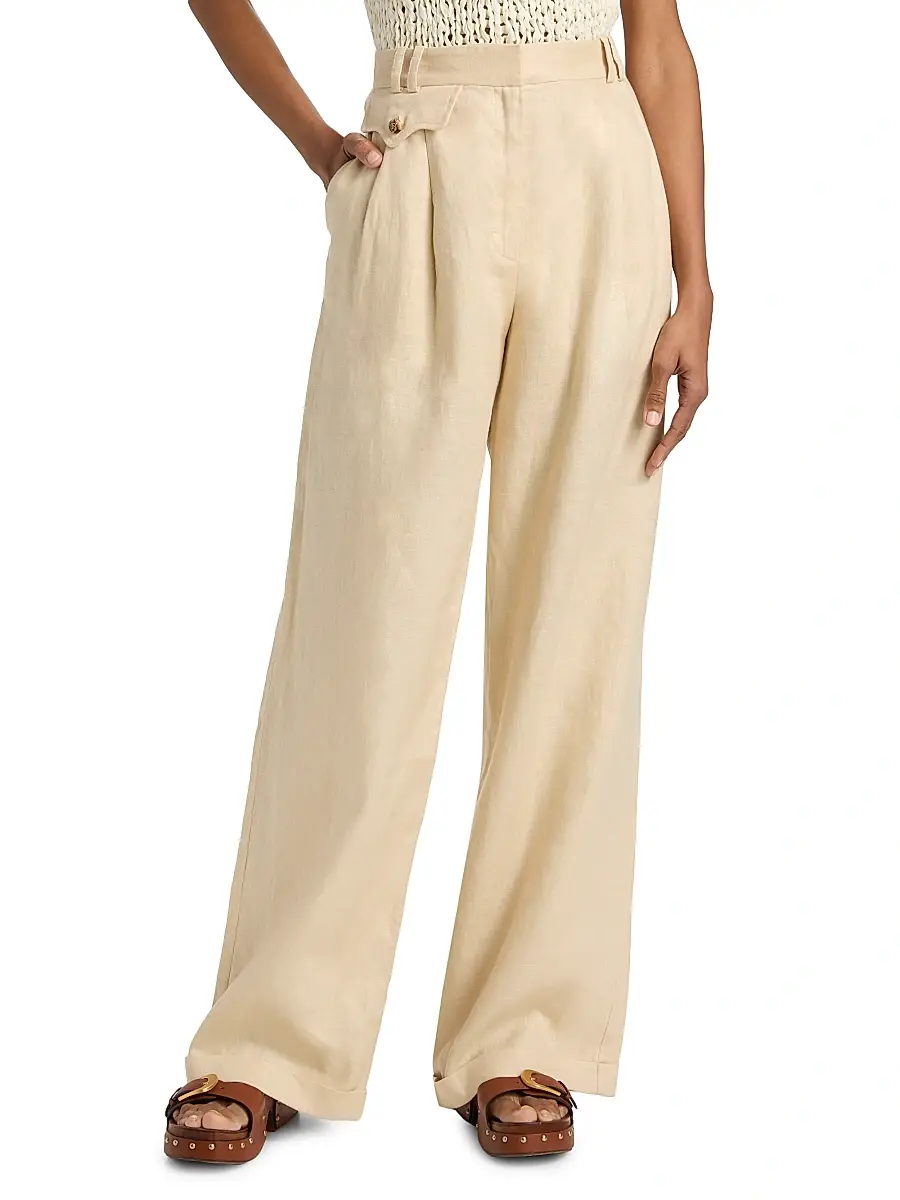 Zimmermann Women's Carousel Linen Wide-Leg Pants | Thumbnail 3 Zimmermann Women's Carousel Linen Wide-Leg Pants | Thumbnail 3