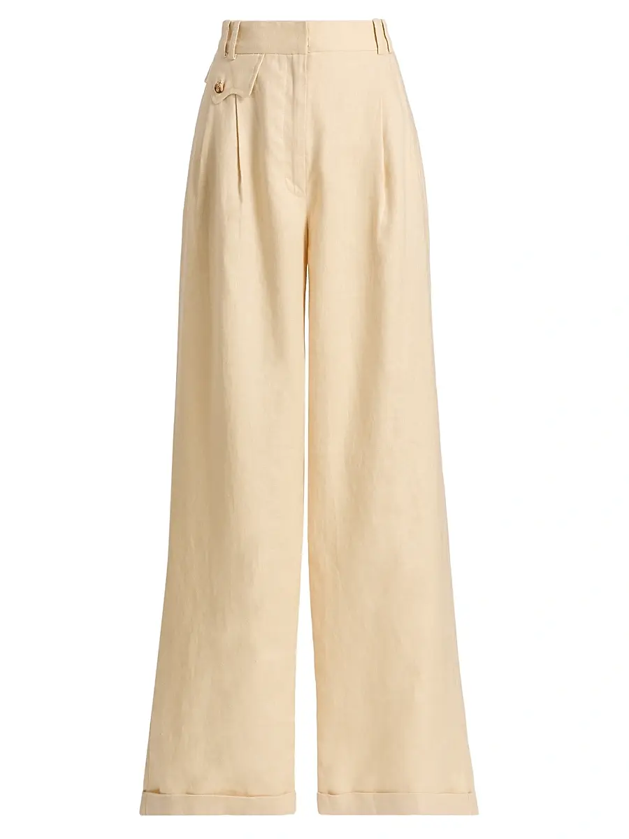 Zimmermann Women's Carousel Linen Wide-Leg Pants