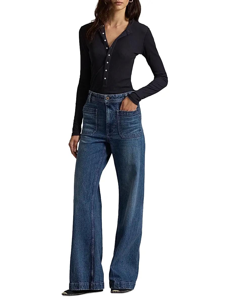 Polo Ralph Lauren Women's Faded Straight-Leg Jeans | Thumbnail 2 Polo Ralph Lauren Women's Faded Straight-Leg Jeans | Thumbnail 2