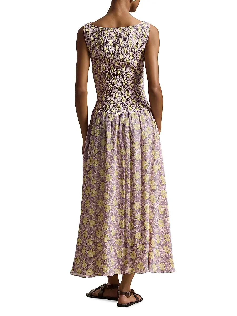 Polo Ralph Lauren Women's Katie Floral Smocked Midi-Dress | Thumbnail 3 Polo Ralph Lauren Women's Katie Floral Smocked Midi-Dress | Thumbnail 3