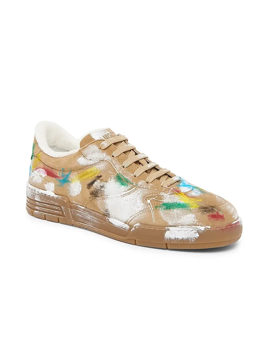 MOSCHINO Men's Paint Swatch Leather Low-Top Sneakers | Thumbnail 2 MOSCHINO Men's Paint Swatch Leather Low-Top Sneakers | Thumbnail 2