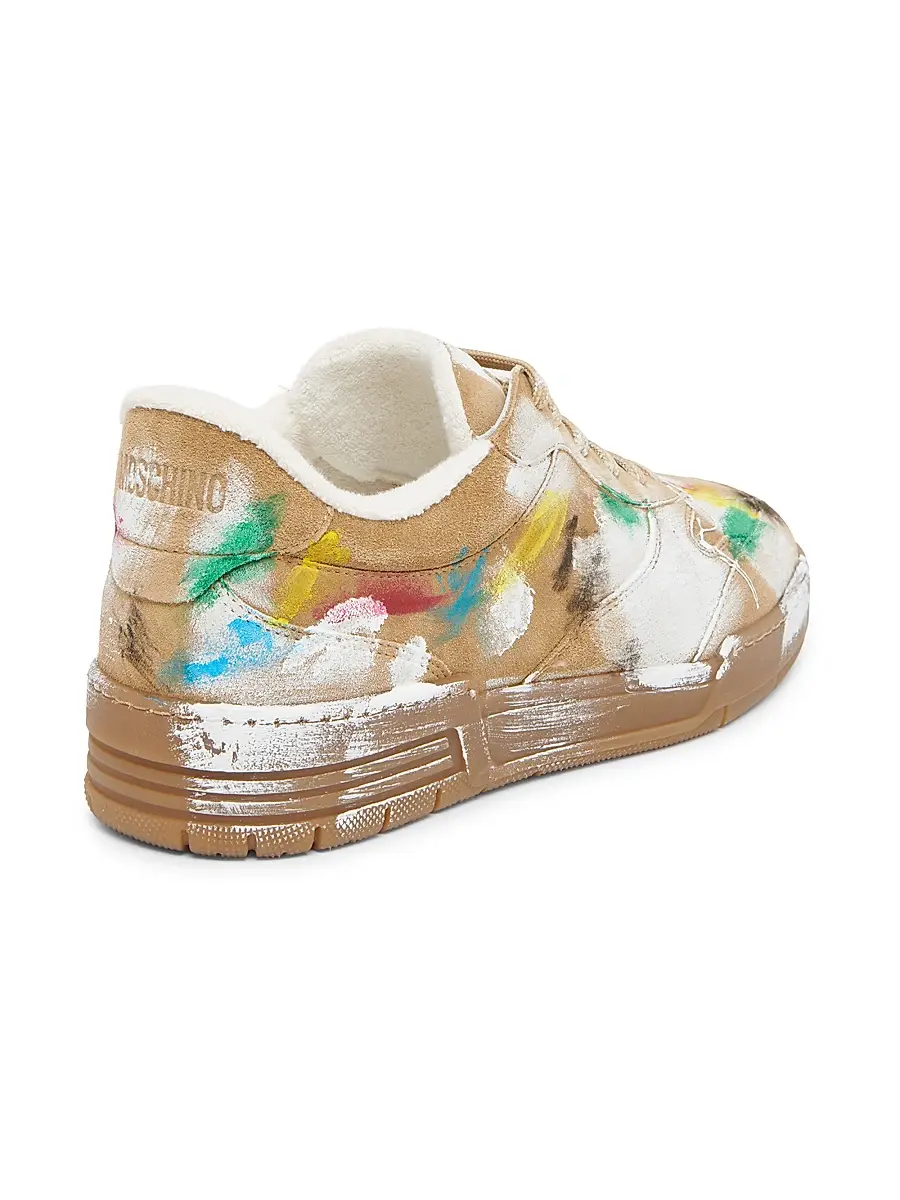 MOSCHINO Men's Paint Swatch Leather Low-Top Sneakers | Thumbnail 3 MOSCHINO Men's Paint Swatch Leather Low-Top Sneakers | Thumbnail 3
