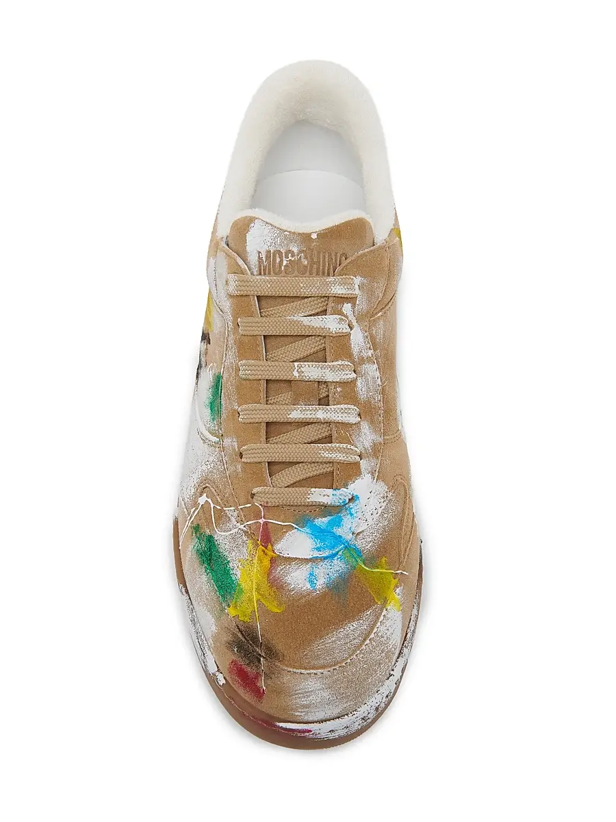 MOSCHINO Men's Paint Swatch Leather Low-Top Sneakers | Thumbnail 4 MOSCHINO Men's Paint Swatch Leather Low-Top Sneakers | Thumbnail 4
