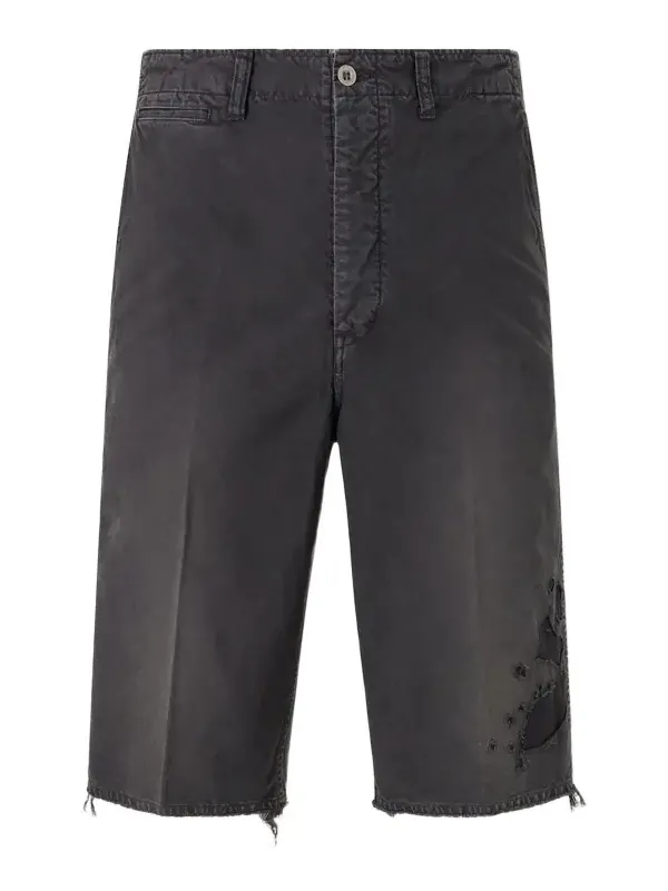 Visvim Straight-Leg Frayed Cotton-Twill Shorts - Men