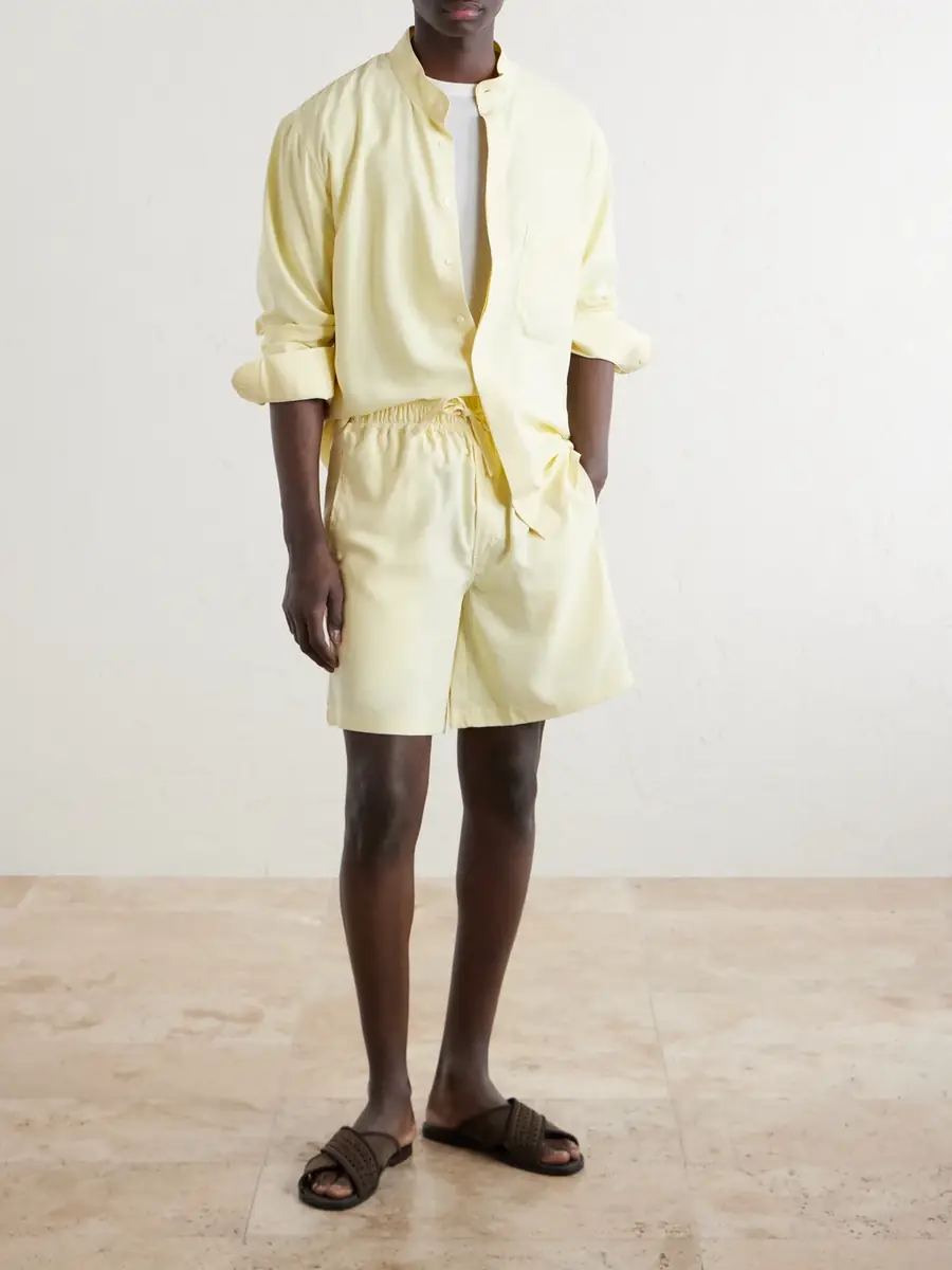 Saman Amel Straight-Leg Silk Shorts - Men | Thumbnail 2
