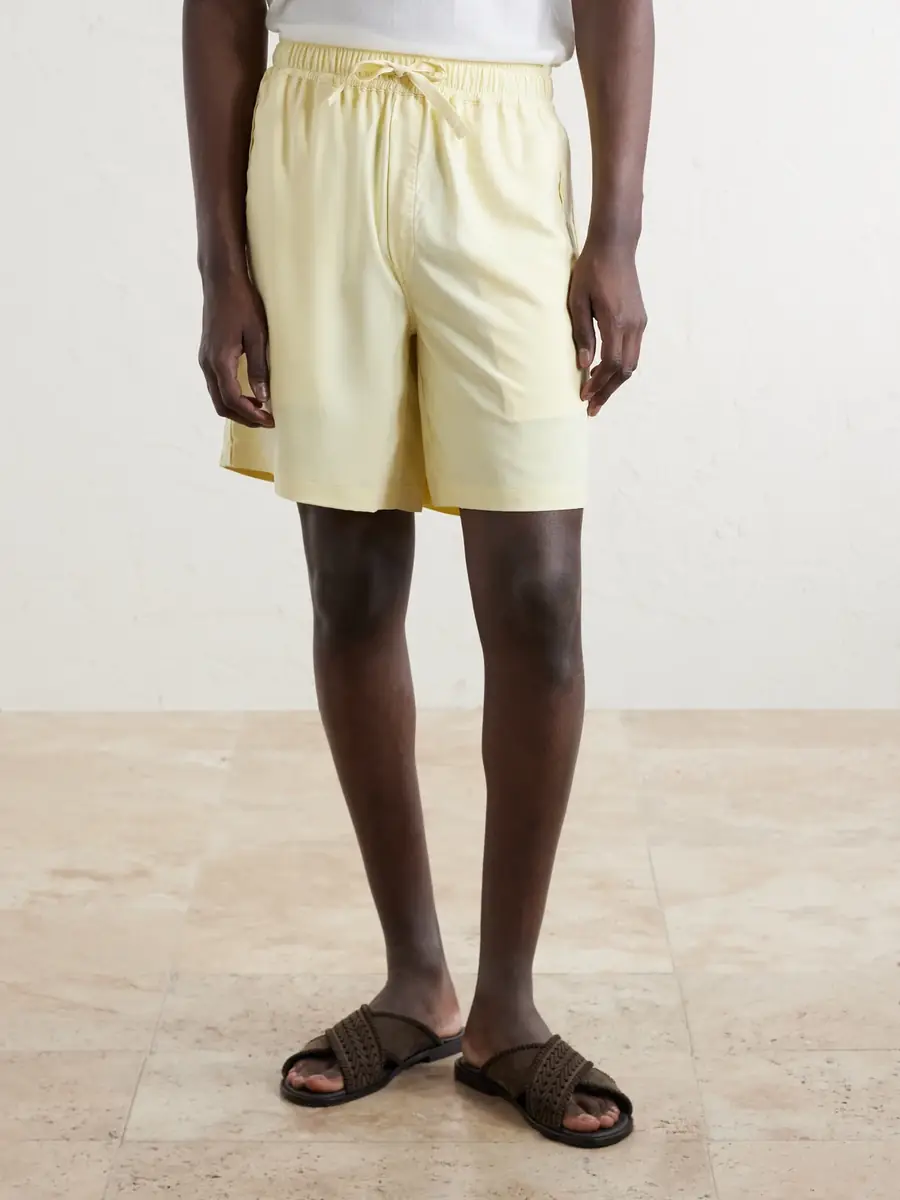 Saman Amel Straight-Leg Silk Shorts - Men | Thumbnail 3