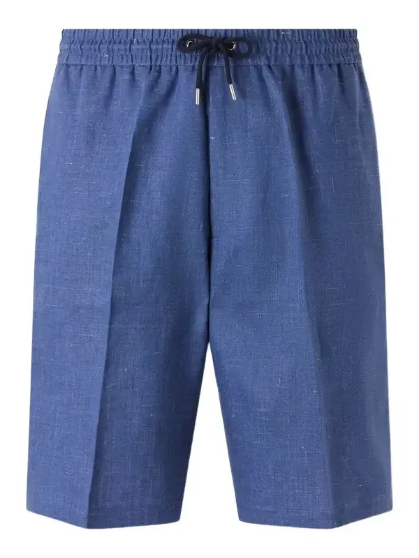 Pleated Linen Drawstring Shorts - Men Pleated Linen Drawstring Shorts - Men