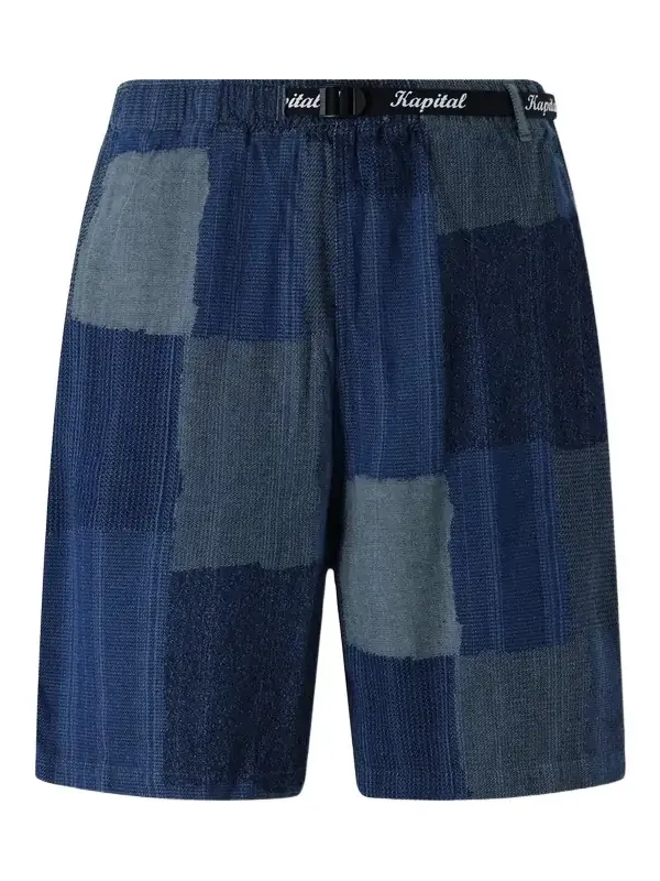 Tugihagi Straight-Leg Belted Patchwork Cotton Shorts - Men