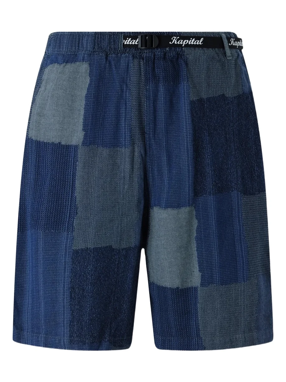 KAPITAL Tugihagi Straight-Leg Belted Patchwork Cotton Shorts - Men