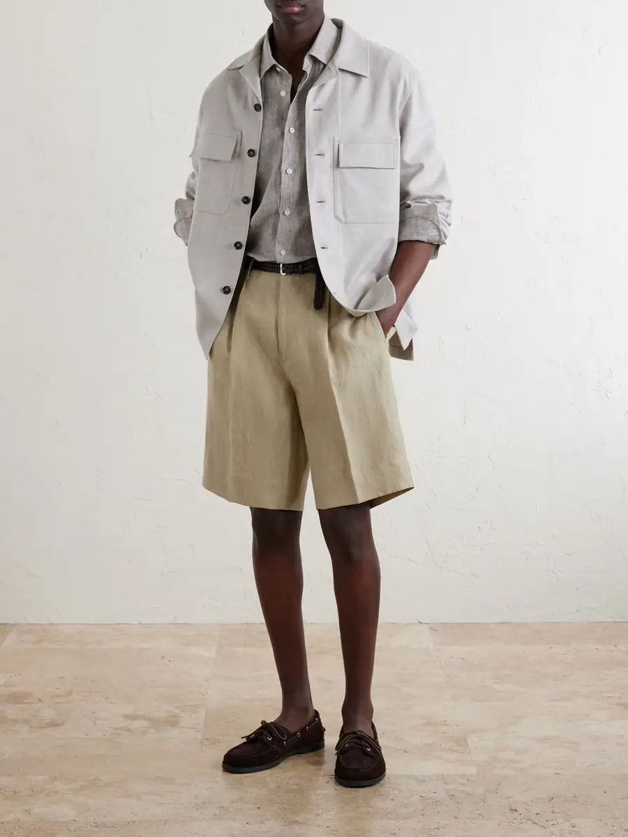 Slowear Incotex Straight-Leg Pleated Linen Shorts - Men | Thumbnail 2 Slowear Incotex Straight-Leg Pleated Linen Shorts - Men | Thumbnail 2