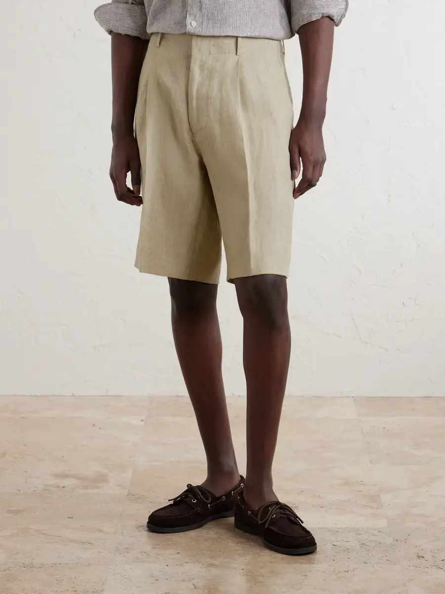 Slowear Incotex Straight-Leg Pleated Linen Shorts - Men | Thumbnail 3 Slowear Incotex Straight-Leg Pleated Linen Shorts - Men | Thumbnail 3