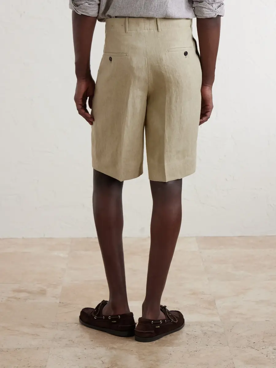 Slowear Incotex Straight-Leg Pleated Linen Shorts - Men | Thumbnail 4 Slowear Incotex Straight-Leg Pleated Linen Shorts - Men | Thumbnail 4